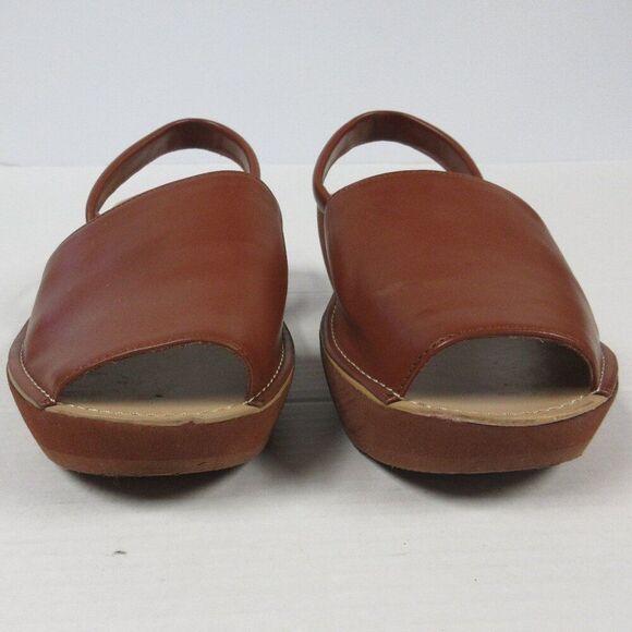 KENNETH COLE REACTION Fine Glass Wedge Sandal 9 WIDE Luggage Brown Platform Shoe - Picture 5 of 15